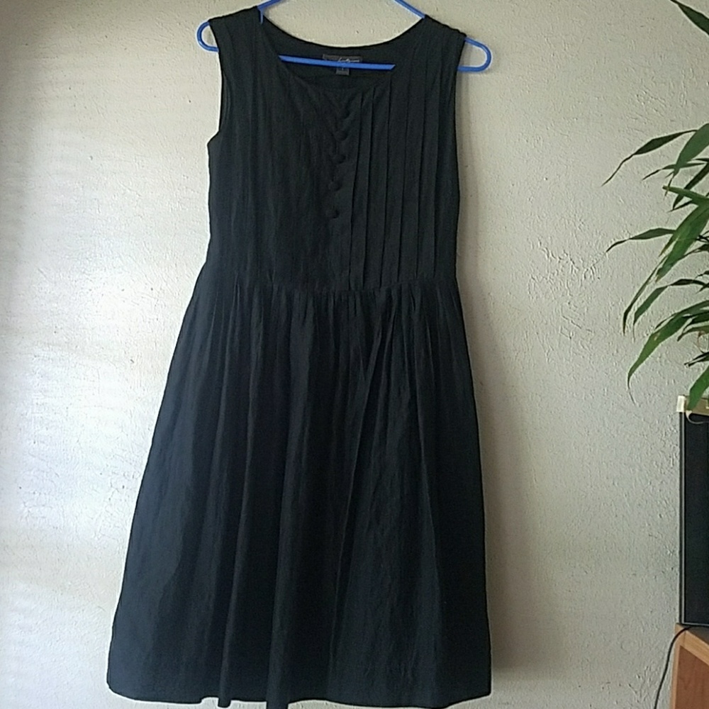 Sleeveless black silk modest midi dress